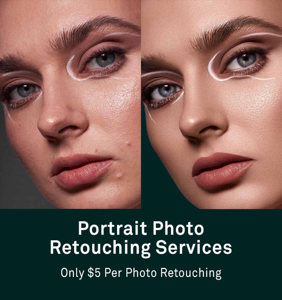 Before and after portrait retouching