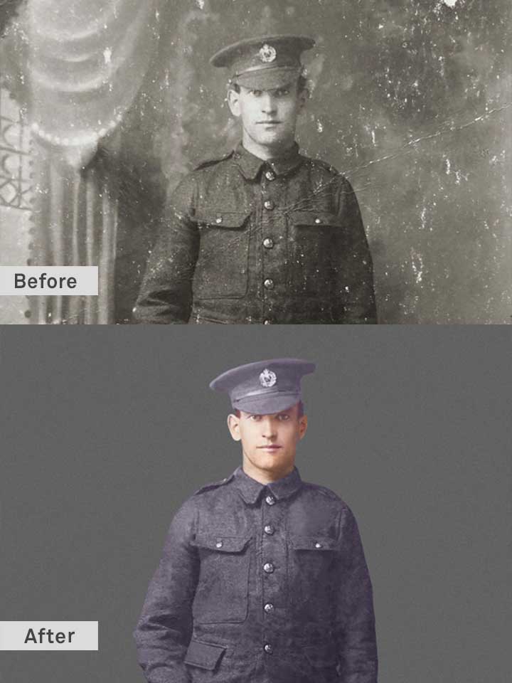 Scratches removal old photo restoration