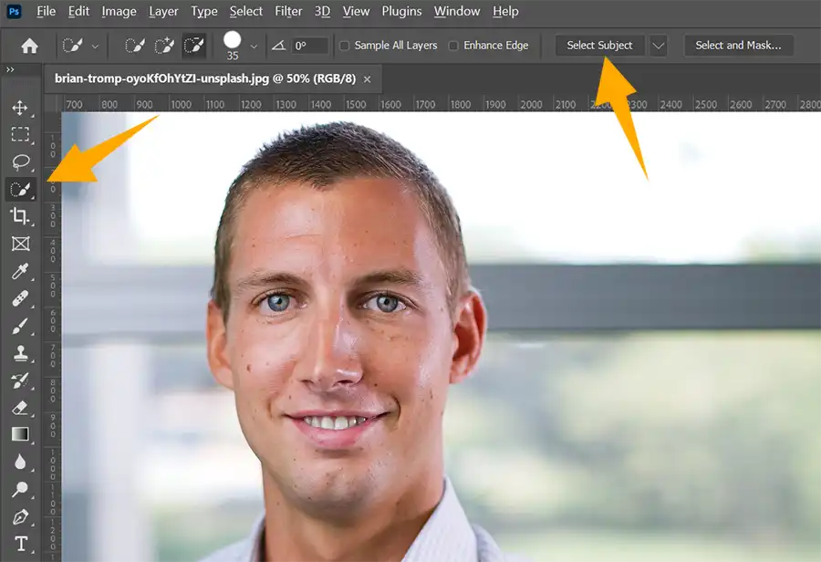 Edit Headshots in Photoshop - Select Subject
